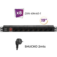 8 tomas DIN 1U rack 19" - Regleta eléctrica