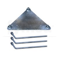 Base fija torreta S360 zincada (ancho 360mm) Incluye 3 ganchos roscados+tuercas