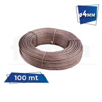 Cable vientos trenzado acerado alta calidad ø4mm, rollo de 100mts.