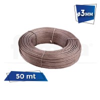 Cable vientos trenzado acerado ø3mm, rollo de 50mts. Gama estandar