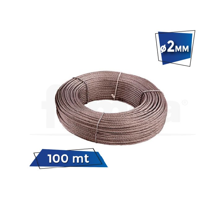 Cable vientos trenzado acerado ø2mm, rollo de...