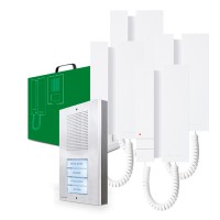 Kit audio sistema tradicional cuatro viviendas placa extra y telefonillo mini