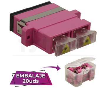 Adaptador fibra SC-SC PC MM OM4 Multimodo Dx Duplex violeta