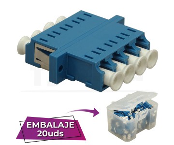 Adaptador fibra LC-LC UPC SM Monomodo Cx Cuadruplex azul