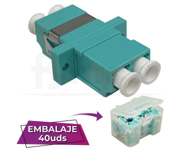 Adaptador fibra LC-LC PC MM OM3 Multimodo Dx Duplex aqua