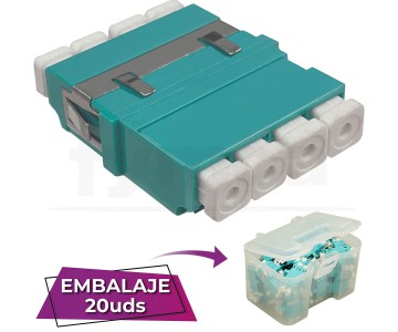 Adaptador fibra LC-LC PC MM OM3 Multimodo Cx Cuadruplex aqua