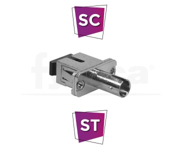 Adaptador híbrido fibra SC (hembra) - ST (hembra) SM...