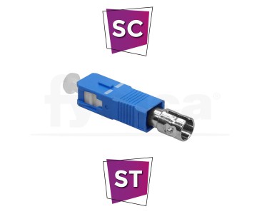 Adaptador híbrido fibra SC (macho) - ST (hembra)  SM...