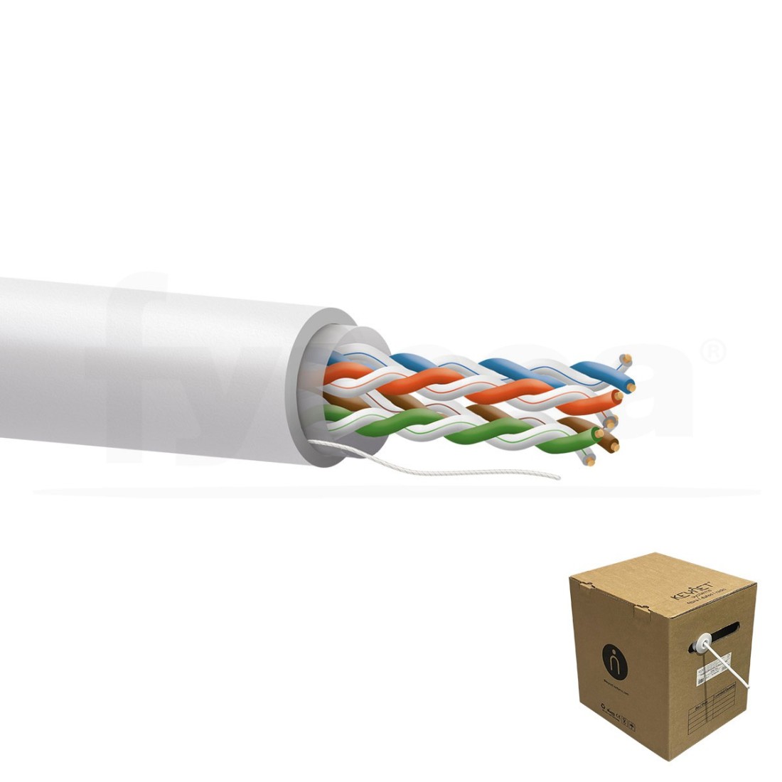 CARRETE CABLE UTPCAT5E 24AWG 4P*2*0.5mm CCA, CHAQUETA 75 PVC BLANCA, 305M INTERIOR