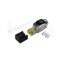 Conector datos RJ45 Cat8 FTP montaje campo 22/24AWG rigido/flexible 50µ" brida